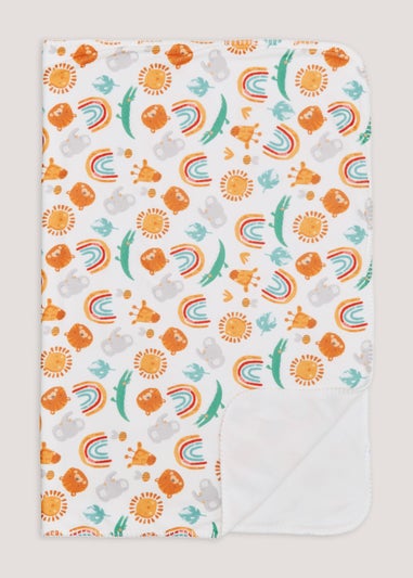 Multicoloured Rainbow Safari Animal Baby Blanket (100cm x 75cm)