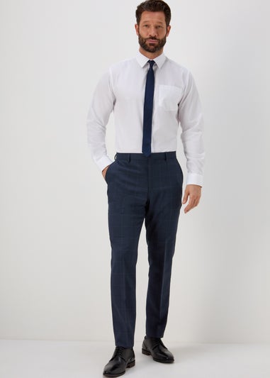 Taylor & Wright Navy Check Formal Trousers