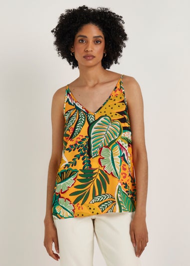 Multicoloured Leaf Print Cami Top