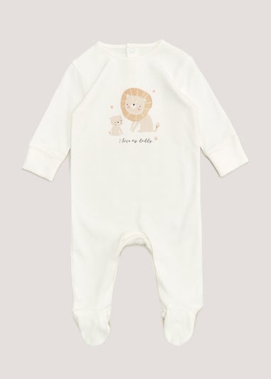 Baby Cream Daddy Lion Sleepsuit (Tiny Baby-18mths)