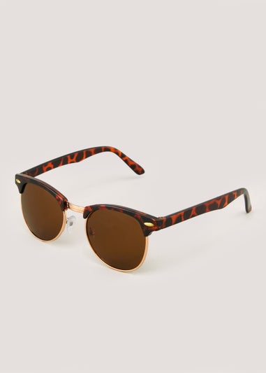 Kids Brown Tortoise Clubmaster Sunglasses (3-10yrs)