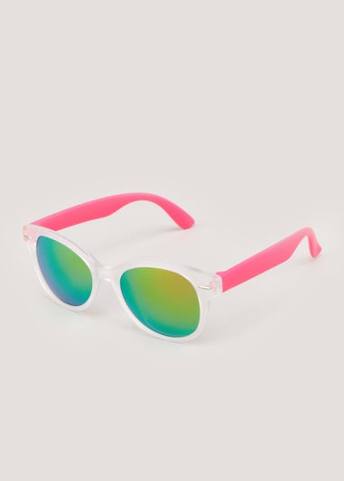 Kids White Frosted Round Sunglasses (3-10yrs)