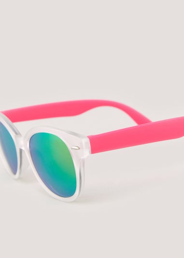 Kids White Frosted Round Sunglasses (3-10yrs)