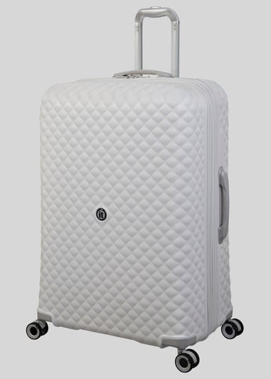 IT Luggage White Quilted Suitcase