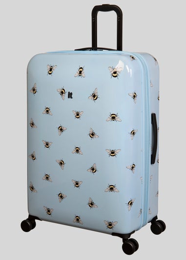 IT Luggage Blue Bee Print Suitcase