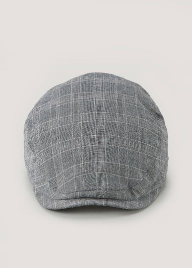 Grey Check Flat Cap - Matalan