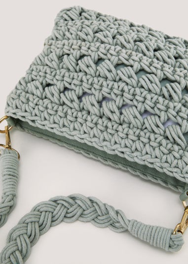 Green Macrame Cross Body Bag