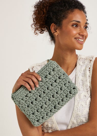 Green Macrame Cross Body Bag