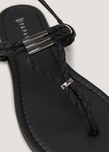 Black Rope Toe Post Sandals