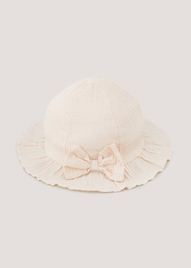 Beige Bow Baby Sun Hat (Newborn-24mths)