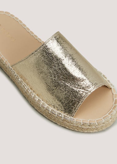 Gold Espadrille Mules