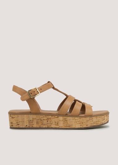 Nude Leather Flatform