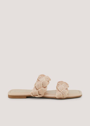 Gold Plaited Glitter Mules