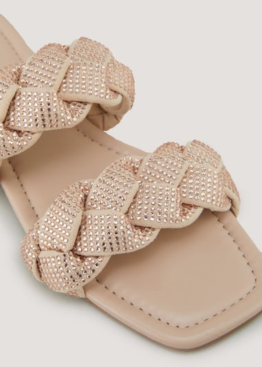 Gold Plaited Glitter Mules