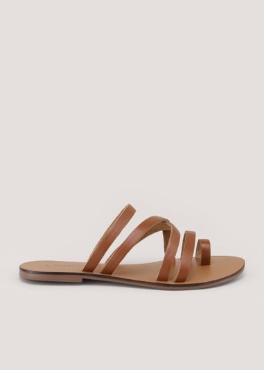 Tan Real Leather Toe Loop Sandals Matalan