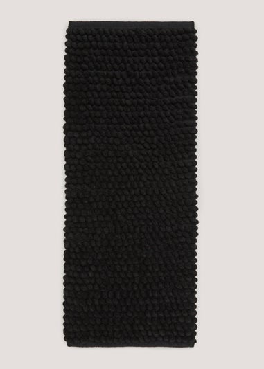 Black Chunky Bobble Bath Runner (105cm x 40cm)