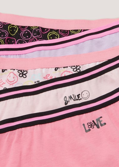 Girls 5 Pack Smiley Hipster Short Knickers (6-13yrs)