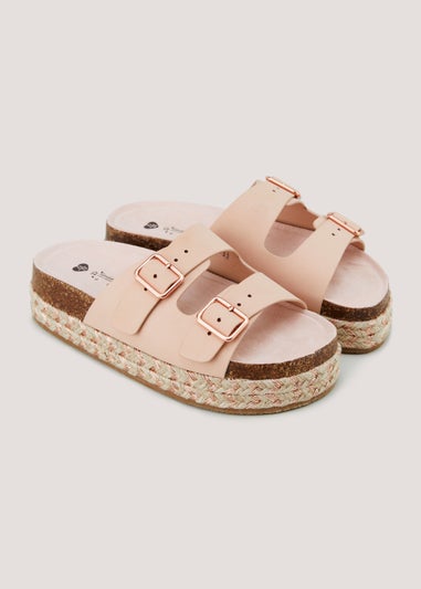 Girls Pink Buckle Footbed Sandals (Younger 13-Older 5)