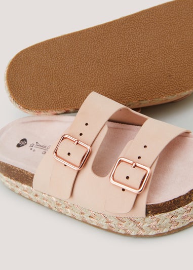 Girls Pink Buckle Footbed Sandals (Younger 13-Older 5)