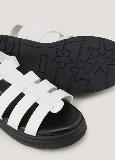 Girls White Fisherman Sandals (Younger 10-Older 5)