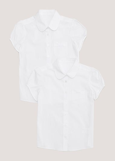 Girls 2 Pack White Stretch School Blouses 3 13yrs Matalan 9064