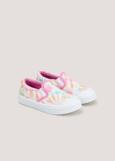 Girls Tie Dye Slip On Canvas Pumps (Younger 4-12)