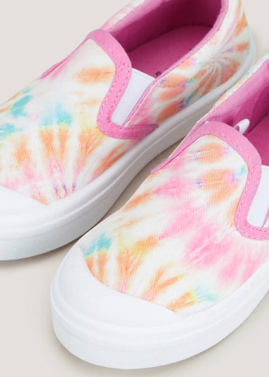 Girls Tie Dye Slip On Canvas Pumps (Younger 4-12)