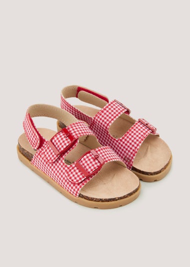 Girls Red Gingham Footbed Sandals (Younger 4-12)