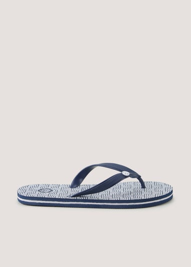 Navy Geometric Print Flip Flops