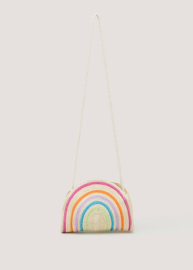 Girls Rainbow Straw Crossbody Bag