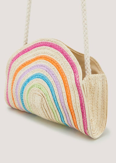 Girls Rainbow Straw Crossbody Bag Matalan