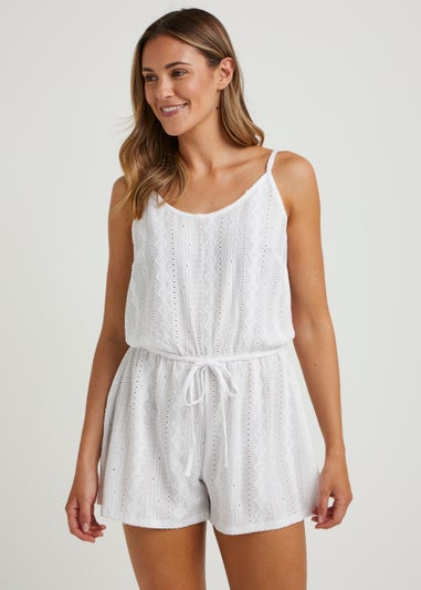 White Cutwork Playsuit