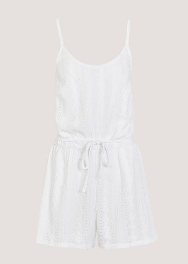 White Cutwork Playsuit