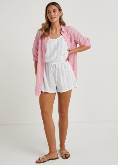 White Cutwork Playsuit