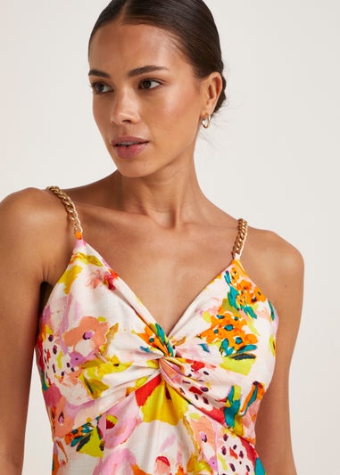 Be Beau Multicoloured Floral Metal Trim Cami Dress