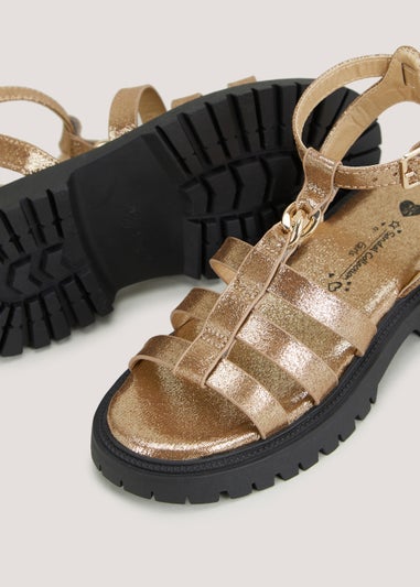 Girls Gold Gladiator Sandals (Younger 10-Older 5)