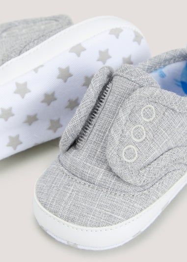 Grey Riptape Slip On Soft Sole Baby Shoes (Newborn-18mths)