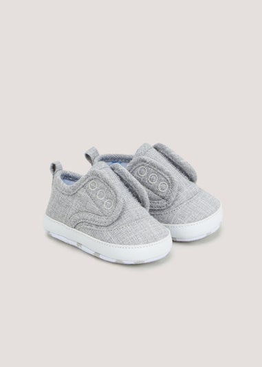Grey Riptape Slip On Soft Sole Baby Shoes (Newborn-18mths)