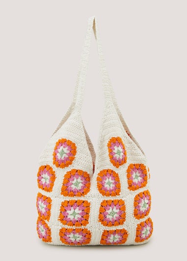 Multicoloured Crochet Look Shopper Bag