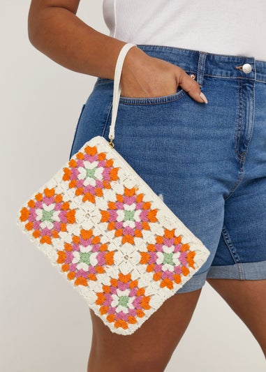 Multicoloured Crochet Clutch Bag