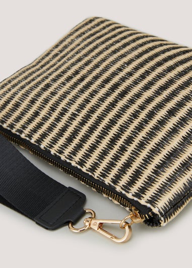 Black & Brown Woven Wristlet Clutch Bag