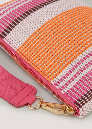 Multicoloured Woven Wristlet Clutch Bag