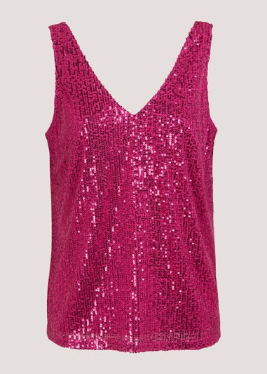 Et Vous Pink Sequin Vest Top