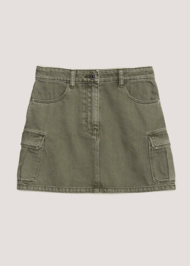 Girls Candy Couture Khaki Cargo Mini Skirt (9-16yrs)