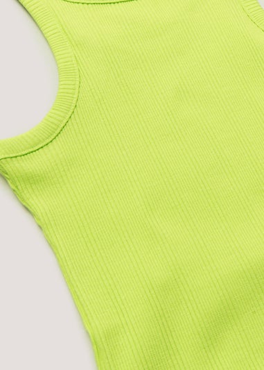 Girls Lime Racer Ribbed Dress (4-13yrs)