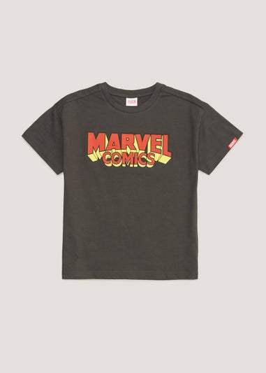 Kids Grey Marvel Avengers Neon T-Shirt (4-13yrs)