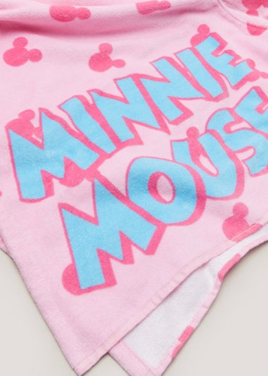 Kids Pink Disney Minnie Mouse Hooded Beach Towel Poncho (9mths-6yrs)
