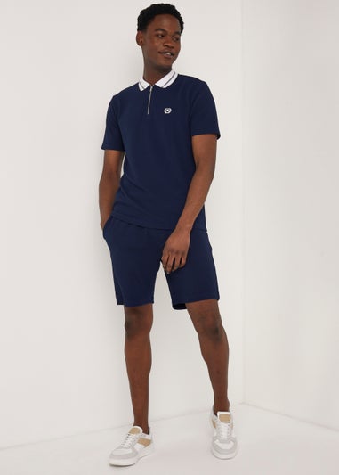 Navy Textured Co-Ord Shorts