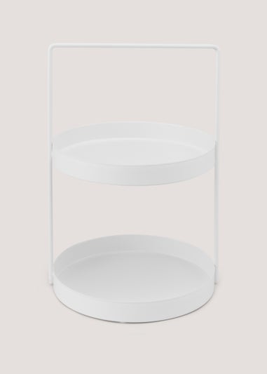 White Metal 2 Tier Circle Caddy (30cm x 20cm x 21cm)