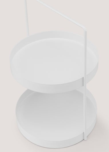 White Metal 2 Tier Circle Caddy (30cm x 20cm x 21cm)